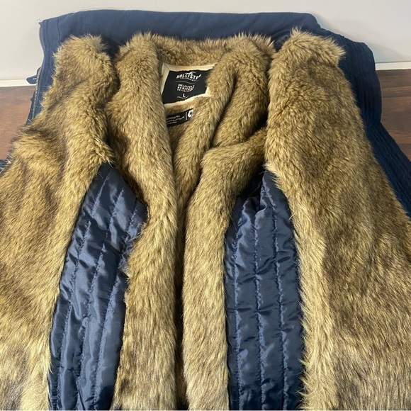 Hollister Heritage Col Larg Navy Blue Parka Coat  Hooded Fall Winter Jacket - Picture 6 of 11
